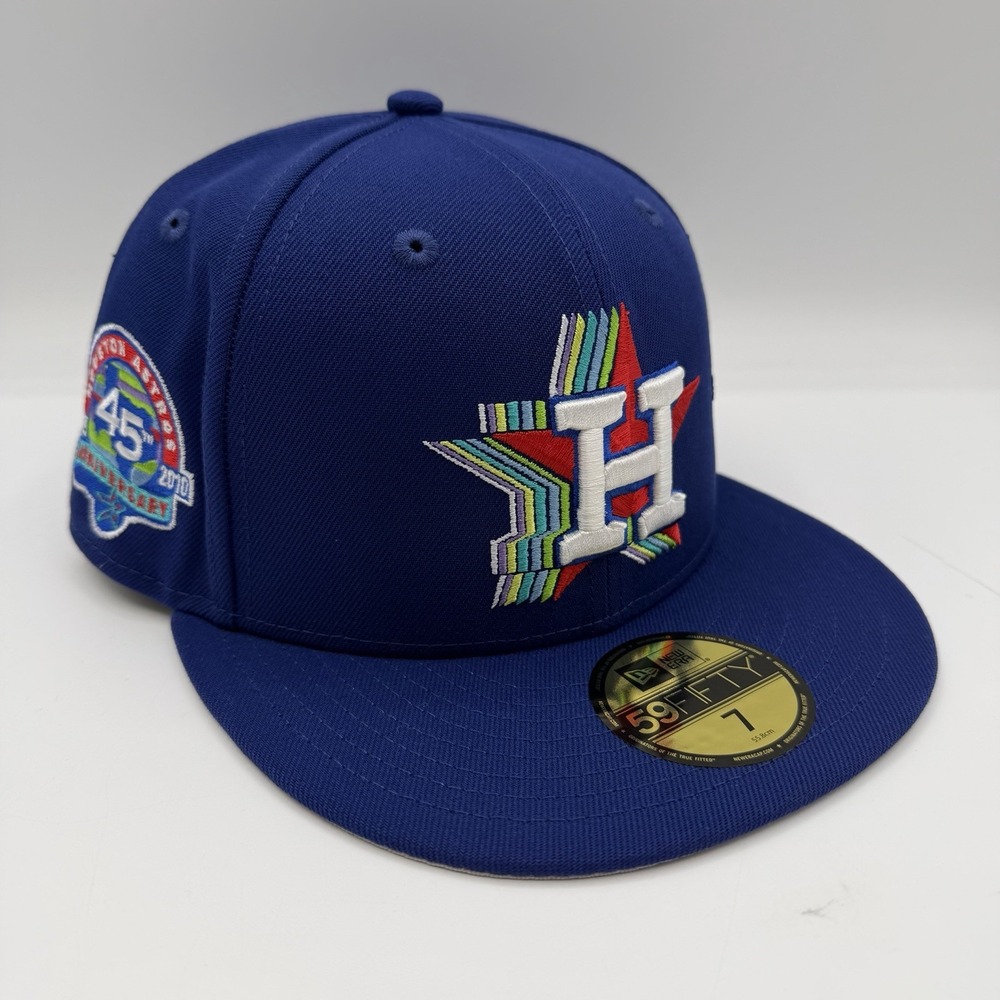 New Era 59Fifty Houston Astros Hat Cap Sz‎ 7 Blue Fitted 45th Anniversary MLB